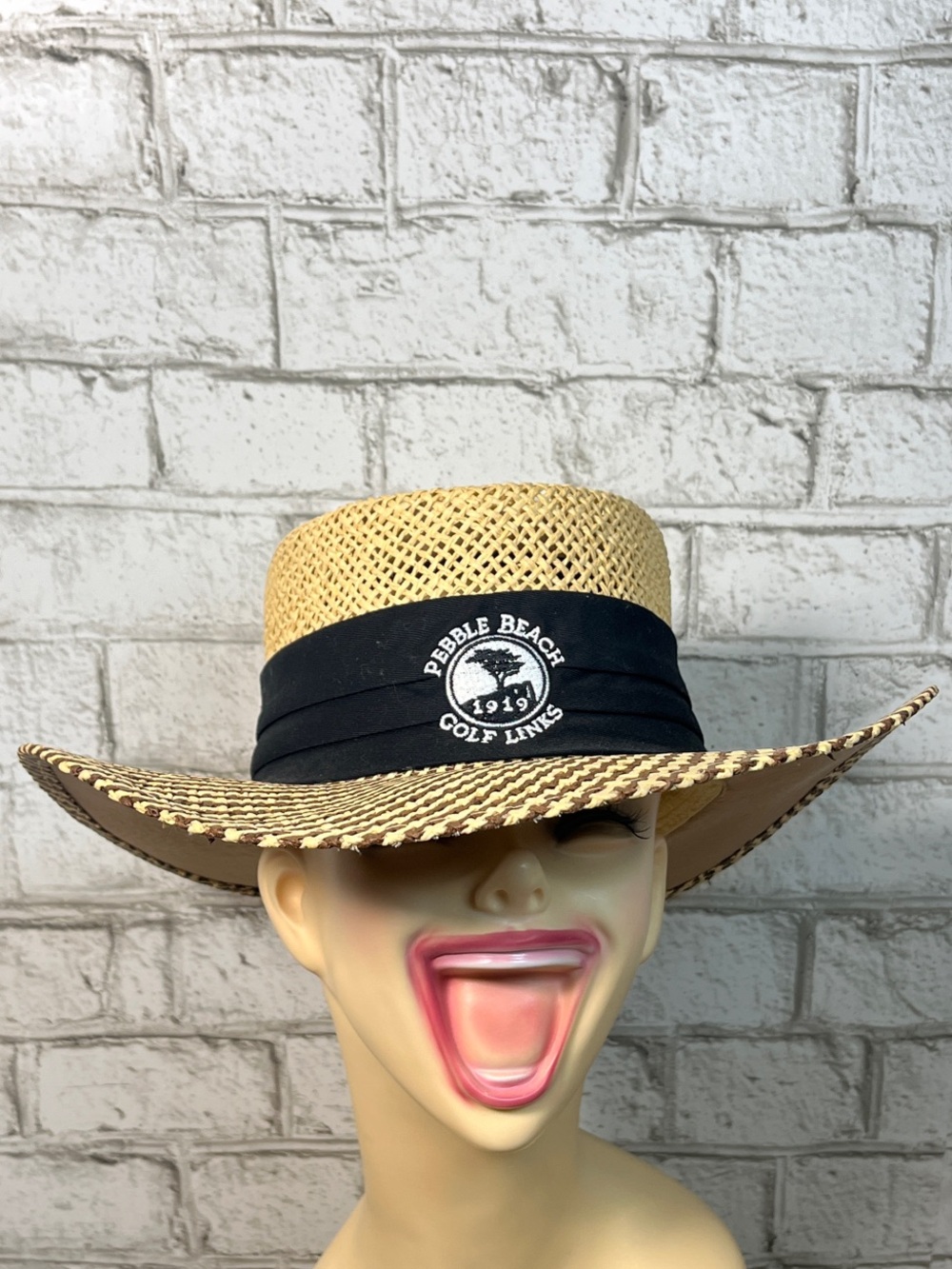 Pebble Beach Natural Straw Hat with Black Band